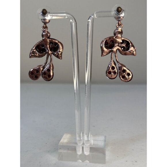 Vintage red‎ purple crystals dangle pierced earrings OS - Picture 5 of 8